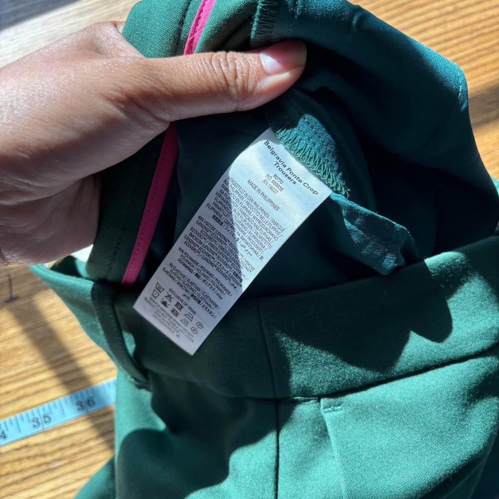 NWOT Boden Belgravia Ponte Crop Trousers 6P Hunter Green Preppy Office Travel - Picture 11 of 15